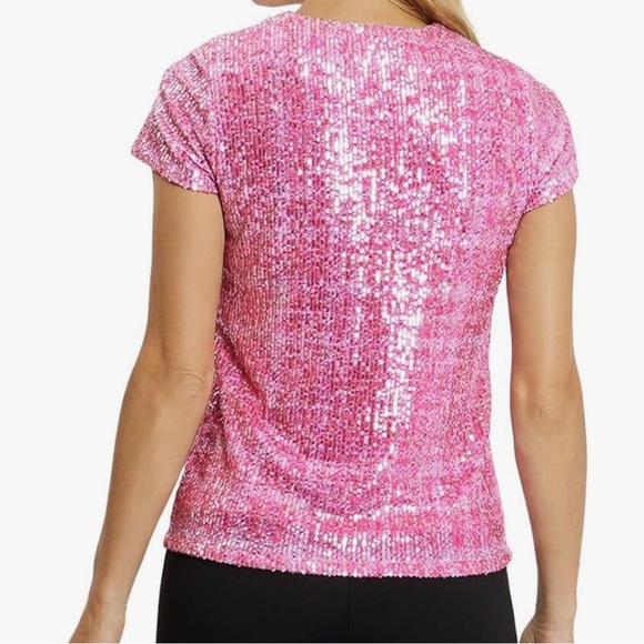 Jude Connally - Winnie Top Pink Sequin V-Neck Top NWT - Picture 2 of 5